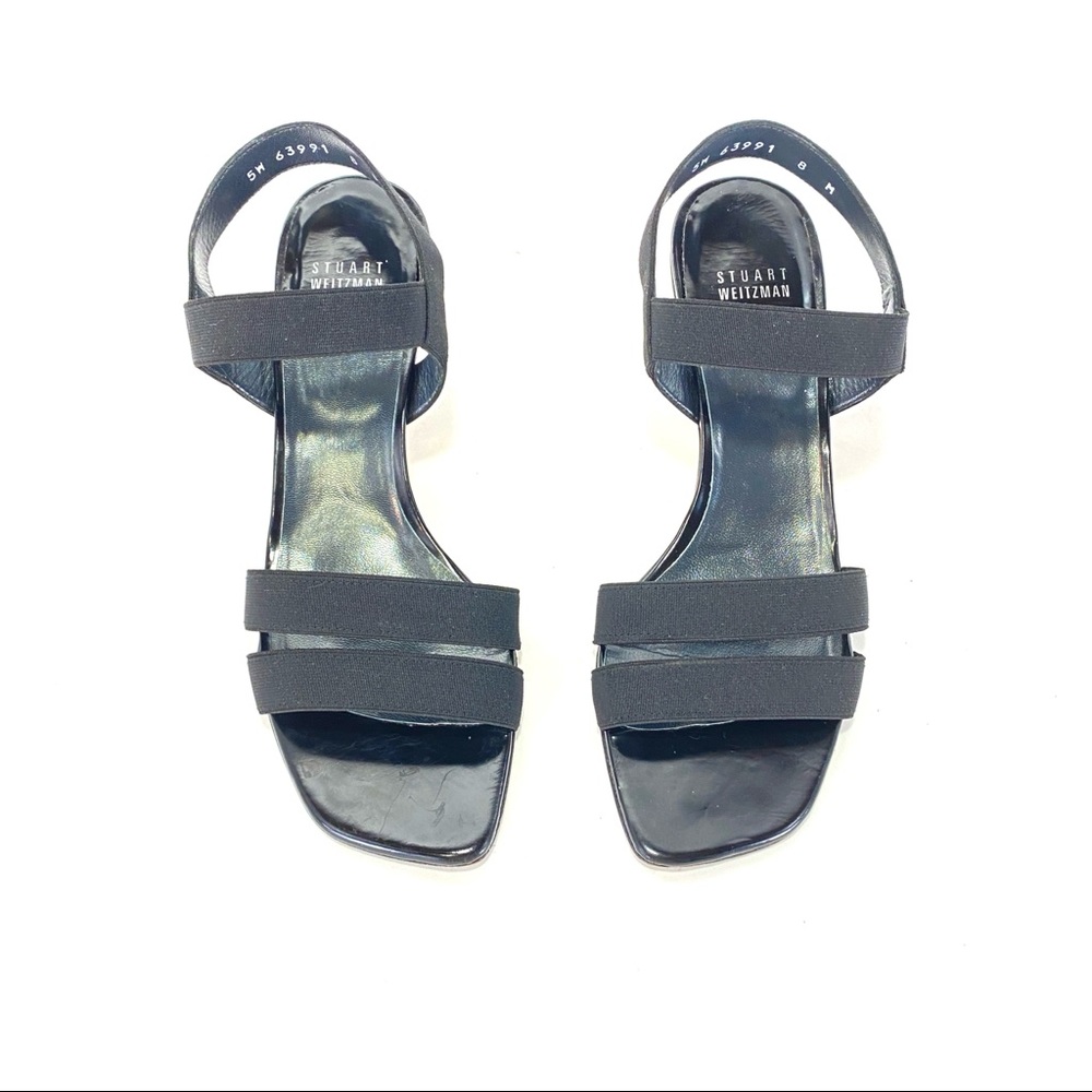 Stuart Weitzman Black Ribbon & Elastic Patent Hee… - image 6